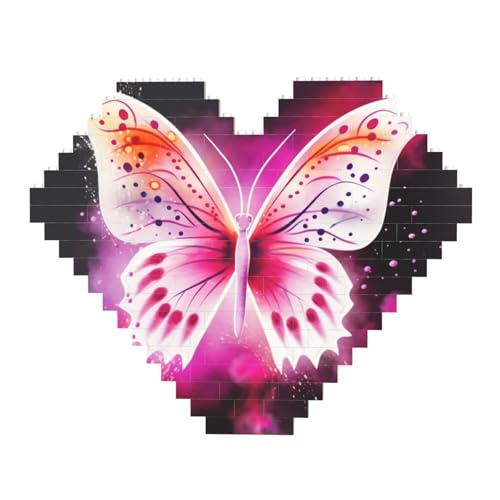DWVTFSM Pinker Schmetterling Baustein-Puzzle in Herzform, personalisierte Foto-Bausteine, Puzzle, Familien-Andenken, DIY, romantische Heimdekoration DWVTFSM Pinker Schmetterling Baustein-Puzzle in Herzform, personalisierte Foto-Bausteine, Puzzle, Familien-Andenken, DIY, romantische Heimdekoration von DWVTFSM