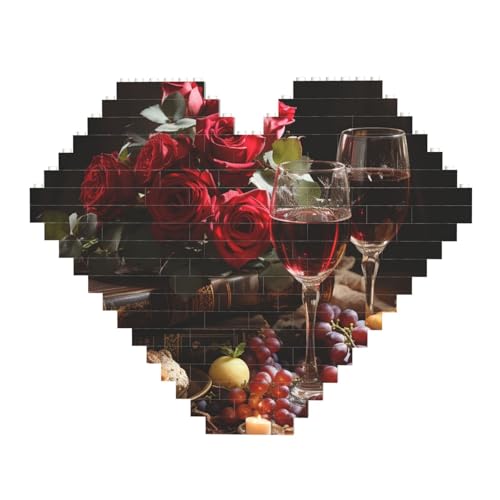 DWVTFSM Rote Rosen und Rotwein Baustein-Puzzle in Herzform, personalisierte Foto-Bausteine, Puzzles, romantische Heimdekoration, Jahrestags-, Geburtstagsgeschenke für sie, ihn, Liebhaber, Paare DWVTFSM Rote Rosen und Rotwein Baustein-Puzzle in Herzform, personalisierte Foto-Bausteine, Puzzles, romantische Heimdekoration, Jahrestags-, Geburtstagsgeschenke für sie, ihn, Liebhaber, Paare von DWVTFSM