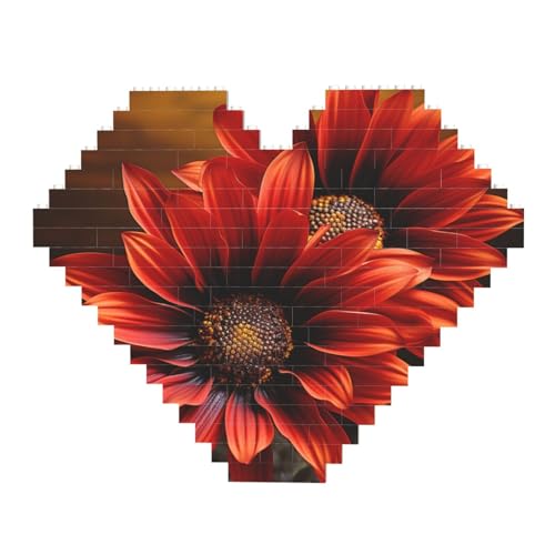 DWVTFSM Rote Sonnenblumen-Baustein-Puzzle, herzförmig, personalisierbar, Foto-Bausteine, Puzzle, Familien-Andenken, DIY, romantische Heimdekoration DWVTFSM Rote Sonnenblumen-Baustein-Puzzle, herzförmig, personalisierbar, Foto-Bausteine, Puzzle, Familien-Andenken, DIY, romantische Heimdekoration von DWVTFSM