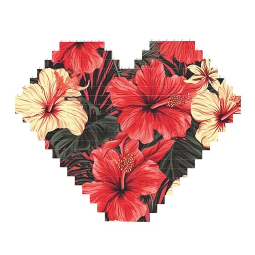 DWVTFSM Roter Hibiskus-Baustein-Puzzle, herzförmig, personalisierbar, Foto-Bausteine, Puzzle, Familien-Andenken, DIY, romantische Heimdekoration DWVTFSM Roter Hibiskus-Baustein-Puzzle, herzförmig, personalisierbar, Foto-Bausteine, Puzzle, Familien-Andenken, DIY, romantische Heimdekoration von DWVTFSM