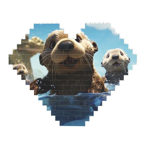 DWVTFSM Schönes Meeresotter-Druck-Baustein-Puzzle, herzförmig, personalisierte Foto-Bausteine, Puzzle, Familien-Andenken, DIY, romantische Heimdekoration DWVTFSM Schönes Meeresotter-Druck-Baustein-Puzzle, herzförmig, personalisierte Foto-Bausteine, Puzzle, Familien-Andenken, DIY, romantische Heimdekoration von DWVTFSM