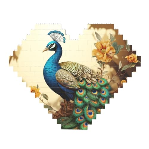 DWVTFSM Schönes Pfauen-Baustein-Puzzle in Herzform, personalisierte Foto-Bausteine, Puzzles, Jahrestags-, Geburtstagsgeschenke für sie, ihn, Liebhaber, Paare DWVTFSM Schönes Pfauen-Baustein-Puzzle in Herzform, personalisierte Foto-Bausteine, Puzzles, Jahrestags-, Geburtstagsgeschenke für sie, ihn, Liebhaber, Paare von DWVTFSM