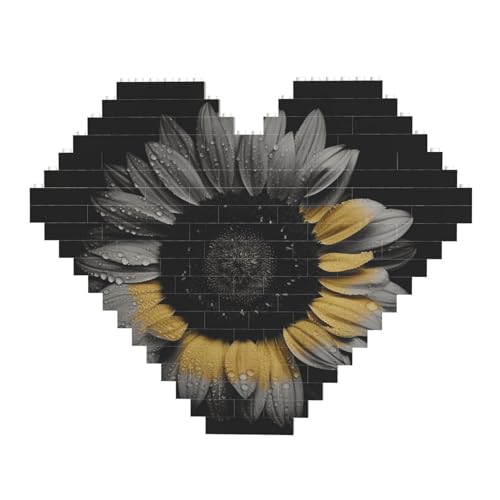 DWVTFSM Schwarzes Sonnenblumen-Baustein-Puzzle in Herzform, personalisiertes Foto-Baustein-Puzzle, Familien-Andenken, DIY, romantische Heimdekoration, Jahrestag, Geburtstagsgeschenke für sie, ihn, DWVTFSM Schwarzes Sonnenblumen-Baustein-Puzzle in Herzform, personalisiertes Foto-Baustein-Puzzle, Familien-Andenken, DIY, romantische Heimdekoration, Jahrestag, Geburtstagsgeschenke für sie, ihn, von DWVTFSM