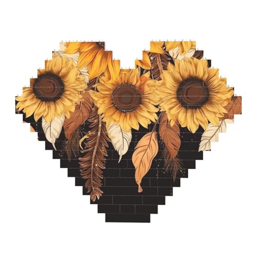 DWVTFSM Sonnenblumen mit Feder-Baustein-Puzzle, herzförmig, personalisierbar, Foto-Bausteine, Puzzle, romantische Heimdekoration, Jahrestag, Geburtstagsgeschenke für sie, ihn, Liebhaber, Paare DWVTFSM Sonnenblumen mit Feder-Baustein-Puzzle, herzförmig, personalisierbar, Foto-Bausteine, Puzzle, romantische Heimdekoration, Jahrestag, Geburtstagsgeschenke für sie, ihn, Liebhaber, Paare von DWVTFSM