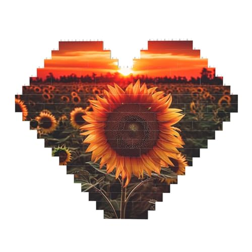 DWVTFSM Sonnenuntergang-Sonnenblumen-Baustein-Puzzle, herzförmig, personalisierbar, Foto-Bausteine, Puzzle, Familien-Andenken, DIY, romantische Heimdekoration, Jahrestag, Geburtstagsgeschenke für sie, DWVTFSM Sonnenuntergang-Sonnenblumen-Baustein-Puzzle, herzförmig, personalisierbar, Foto-Bausteine, Puzzle, Familien-Andenken, DIY, romantische Heimdekoration, Jahrestag, Geburtstagsgeschenke für sie, von DWVTFSM