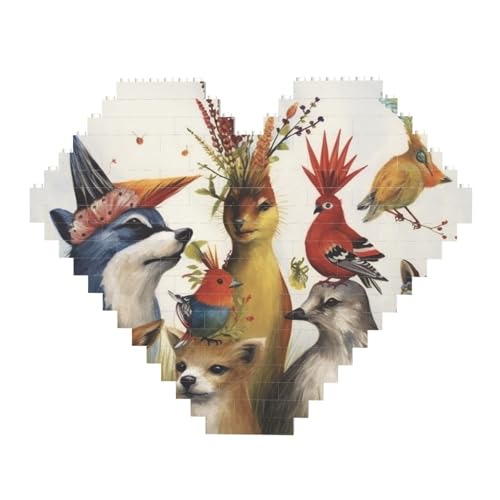 DWVTFSM Tier-Party-Baustein-Puzzle, herzförmig, personalisierbar, Foto-Bausteine, Puzzle, Familien-Andenken, DIY, romantische Heimdekoration von DWVTFSM