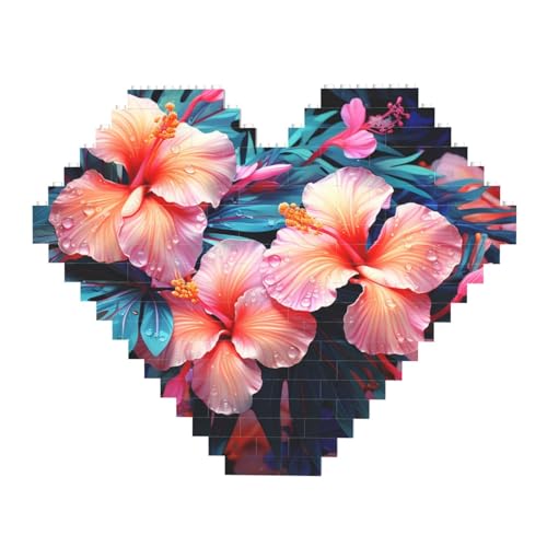 DWVTFSM Tropische Blumen, Baustein-Puzzle, herzförmig, personalisierbar, Foto-Bausteine, Puzzle, Familien-Andenken, DIY, romantische Heimdekoration DWVTFSM Tropische Blumen, Baustein-Puzzle, herzförmig, personalisierbar, Foto-Bausteine, Puzzle, Familien-Andenken, DIY, romantische Heimdekoration von DWVTFSM