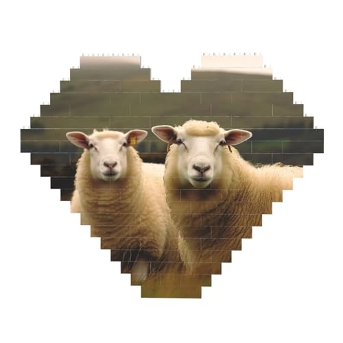 DWVTFSM Zwei weiße Schaf-Baustein-Puzzle, herzförmig, personalisierte Foto-Bausteine, Puzzle, Familien-Andenken, DIY, romantische Heimdekoration, Jahrestag, Geburtstagsgeschenke für sie, ihn, DWVTFSM Zwei weiße Schaf-Baustein-Puzzle, herzförmig, personalisierte Foto-Bausteine, Puzzle, Familien-Andenken, DIY, romantische Heimdekoration, Jahrestag, Geburtstagsgeschenke für sie, ihn, von DWVTFSM
