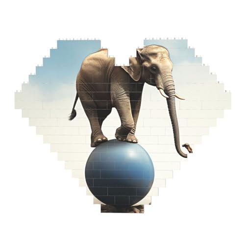 Elefant Balancing On Ball Baustein Puzzle Herzförmige Personalisierte Foto-Bausteine Puzzles Romantische Wohnkultur Jahrestag Geburtstag Geschenke für Sie, Ihn, Liebhaber, Paare von DWVTFSM