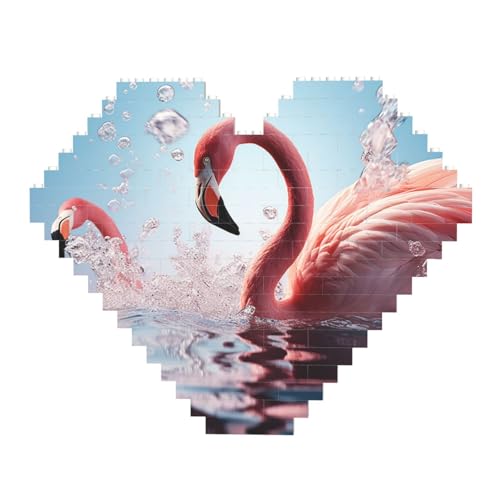 Elegante rosa Flamingos im Wasser, Baustein-Puzzle, herzförmig, personalisierbar, Foto-Bausteine, Puzzle, romantische Heimdekoration, Jahrestag, Geburtstag, Geschenke für sie, ihn, Liebhaber, Paare Elegante rosa Flamingos im Wasser, Baustein-Puzzle, herzförmig, personalisierbar, Foto-Bausteine, Puzzle, romantische Heimdekoration, Jahrestag, Geburtstag, Geschenke für sie, ihn, Liebhaber, Paare von DWVTFSM