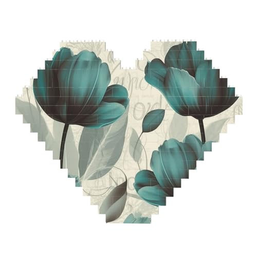 Elegantes blaugrünes Tulpenblumen-Baustein-Puzzle in Herzform, personalisiertes Foto-Baustein-Puzzle, Familien-Andenken, DIY, romantische Heimdekoration, Jahrestag, Geburtstag, Geschenke für sie, ihn, Elegantes blaugrünes Tulpenblumen-Baustein-Puzzle in Herzform, personalisiertes Foto-Baustein-Puzzle, Familien-Andenken, DIY, romantische Heimdekoration, Jahrestag, Geburtstag, Geschenke für sie, ihn, von DWVTFSM