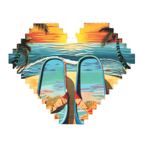 Flip-Flops und tropische Strand-Szene, Baustein-Puzzle, herzförmig, personalisierbar, Foto-Bausteine, Puzzle, romantische Heimdekoration, Jahrestag, Geburtstagsgeschenke für sie, ihn, Liebhaber, Paare Flip-Flops und tropische Strand-Szene, Baustein-Puzzle, herzförmig, personalisierbar, Foto-Bausteine, Puzzle, romantische Heimdekoration, Jahrestag, Geburtstagsgeschenke für sie, ihn, Liebhaber, Paare von DWVTFSM