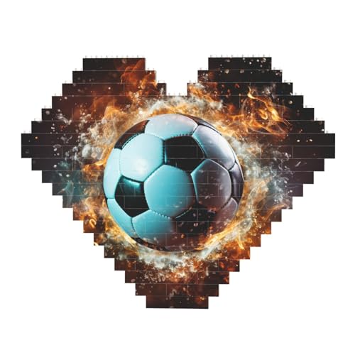 Fußball-Baustein-Puzzle, herzförmig, personalisierbar, Familien-Andenken, DIY, romantische Heimdekoration von DWVTFSM