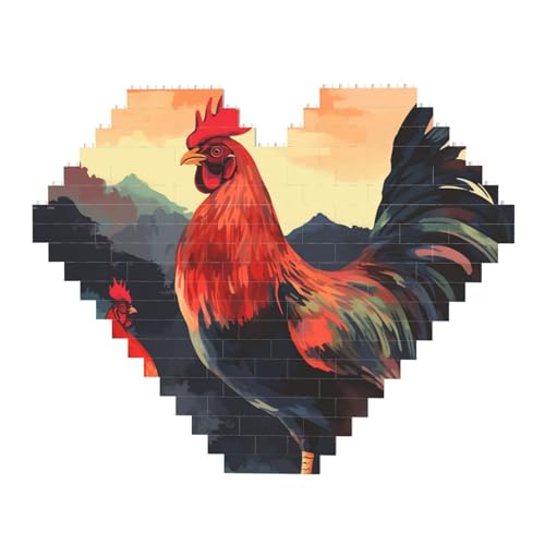 Hahn Schöne Kunst Baustein Puzzle Herzförmige Personalisierte Foto Bausteine Puzzles Familie Andenken DIY Romantische Wohnkultur Jahrestag Geburtstag Geschenke für Sie, Ihn, Liebhaber, Paare von DWVTFSM