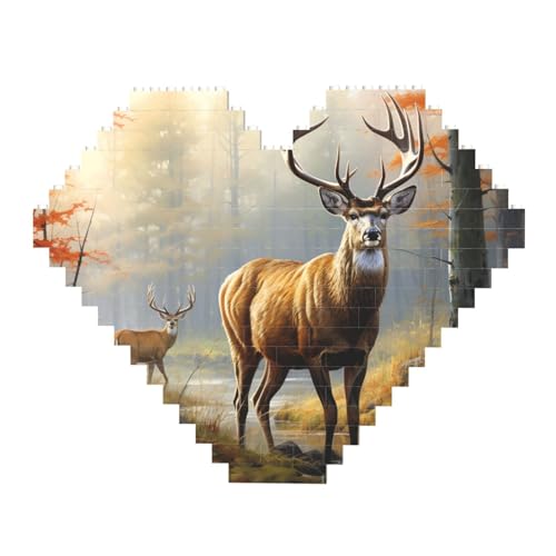 Hirsch-Wildtier-Kunst-Baustein-Puzzle, herzförmig, personalisierbar, Foto-Bausteine, Puzzle, Familien-Andenken, DIY, romantische Heimdekoration, Jahrestag, Geburtstagsgeschenke für sie, ihn, Hirsch-Wildtier-Kunst-Baustein-Puzzle, herzförmig, personalisierbar, Foto-Bausteine, Puzzle, Familien-Andenken, DIY, romantische Heimdekoration, Jahrestag, Geburtstagsgeschenke für sie, ihn, von DWVTFSM