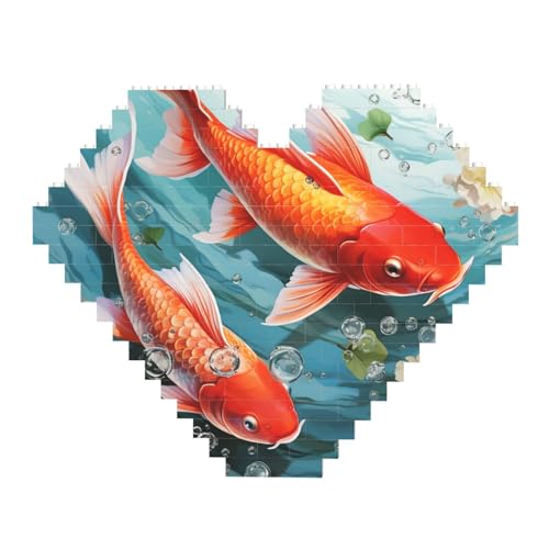 Japanischer hübscher roter Karpfenfisch, Baustein-Puzzle, herzförmig, personalisierbar, Foto-Bausteine, Puzzle, Familien-Andenken, DIY, romantische Heimdekoration Japanischer hübscher roter Karpfenfisch, Baustein-Puzzle, herzförmig, personalisierbar, Foto-Bausteine, Puzzle, Familien-Andenken, DIY, romantische Heimdekoration von DWVTFSM