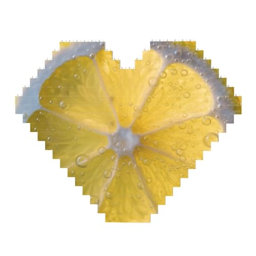 Lemon Bubbles Baustein-Puzzle, herzförmig, personalisierbar, Foto-Bausteine, Puzzle, Familien-Andenken, DIY, romantische Heimdekoration, Jahrestag, Geburtstagsgeschenke für sie, ihn, Liebhaber, Paare von DWVTFSM