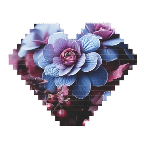 Lila Blumen mit Blättern, Baustein-Puzzle, herzförmig, personalisierbar, Foto-Bausteine, Puzzle, romantische Wohnkultur, Jahrestag, Geburtstag, Geschenke für sie, ihn, Liebhaber, Paare Lila Blumen mit Blättern, Baustein-Puzzle, herzförmig, personalisierbar, Foto-Bausteine, Puzzle, romantische Wohnkultur, Jahrestag, Geburtstag, Geschenke für sie, ihn, Liebhaber, Paare von DWVTFSM