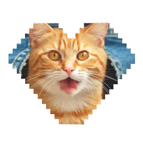 Orangene Katze, die sich herausstreckt, Zunge, Baustein-Puzzle, herzförmig, personalisierbar, Foto-Bausteine, Puzzle, romantische Heimdekoration, Jahrestag, Geburtstag, Geschenke für sie, ihn, Orangene Katze, die sich herausstreckt, Zunge, Baustein-Puzzle, herzförmig, personalisierbar, Foto-Bausteine, Puzzle, romantische Heimdekoration, Jahrestag, Geburtstag, Geschenke für sie, ihn, von DWVTFSM