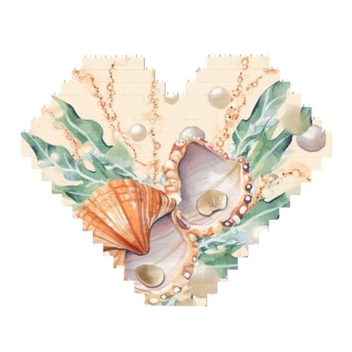 Perlenmuschel Seetang Illustration Baustein Puzzle Herzform Personalisierte Foto Bausteine Puzzles Familie Andenken DIY Romantische Wohnkultur von DWVTFSM