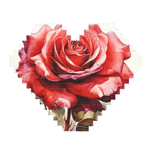 Rote Aquarell-Rosen-Baustein-Puzzle, herzförmig, personalisierbar, Foto-Bausteine, Puzzle, romantische Heimdekoration, Jahrestag, Geburtstag, Geschenke für sie, ihn, Liebhaber, Paare Rote Aquarell-Rosen-Baustein-Puzzle, herzförmig, personalisierbar, Foto-Bausteine, Puzzle, romantische Heimdekoration, Jahrestag, Geburtstag, Geschenke für sie, ihn, Liebhaber, Paare von DWVTFSM