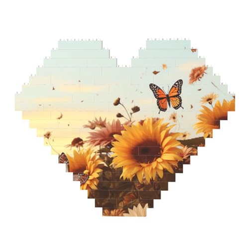 Sonnenblumen und Schmetterlinge, Baustein-Puzzle, herzförmig, personalisierbar, Foto-Bausteine, Puzzle, romantische Heimdekoration, Jahrestag, Geburtstag, Geschenke für sie, ihn, Liebhaber, Paare Sonnenblumen und Schmetterlinge, Baustein-Puzzle, herzförmig, personalisierbar, Foto-Bausteine, Puzzle, romantische Heimdekoration, Jahrestag, Geburtstag, Geschenke für sie, ihn, Liebhaber, Paare von DWVTFSM