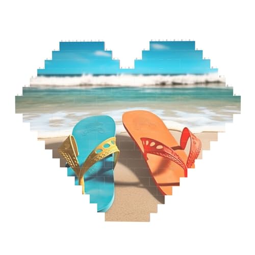Strand-Flip-Flops, Baustein-Puzzle, herzförmig, personalisierbar, Foto-Bausteine, Puzzle, Familien-Andenken, DIY, romantische Heimdekoration, Jahrestag, Geburtstagsgeschenke für sie, ihn, Liebhaber, Strand-Flip-Flops, Baustein-Puzzle, herzförmig, personalisierbar, Foto-Bausteine, Puzzle, Familien-Andenken, DIY, romantische Heimdekoration, Jahrestag, Geburtstagsgeschenke für sie, ihn, Liebhaber, von DWVTFSM