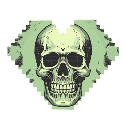 Totenkopf auf hellgrünem Hintergrund, Baustein-Puzzle, herzförmig, personalisierbar, Foto-Bausteine, Puzzle, romantische Heimdekoration, Jahrestag, Geburtstag, Geschenke für sie, ihn, Liebhaber, Paare Totenkopf auf hellgrünem Hintergrund, Baustein-Puzzle, herzförmig, personalisierbar, Foto-Bausteine, Puzzle, romantische Heimdekoration, Jahrestag, Geburtstag, Geschenke für sie, ihn, Liebhaber, Paare von DWVTFSM