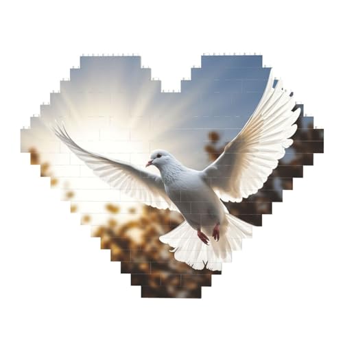 Weiße Taube fliegt in der Sonne, Baustein-Puzzle, herzförmig, personalisierbar, Foto-Bausteine, Puzzle, Familien-Andenken, DIY, romantische Heimdekoration Weiße Taube fliegt in der Sonne, Baustein-Puzzle, herzförmig, personalisierbar, Foto-Bausteine, Puzzle, Familien-Andenken, DIY, romantische Heimdekoration von DWVTFSM