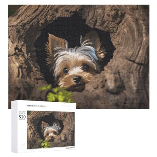 Großes Holzpuzzle Weihnachten Puzzle Puzzles Erwachsene Herausfordernde Puzzles A Little Yorkshire Terrier Gedruckte Puzzles (520 Teile) von DWVTMNS