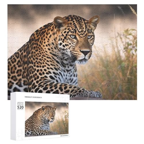 Großes Holzpuzzle Weihnachten Puzzle Puzzles Erwachsene Herausfordernde Puzzles Afrikanische Tier Leopard Gedruckt Jigsaw Puzzles (520 Teile) von DWVTMNS