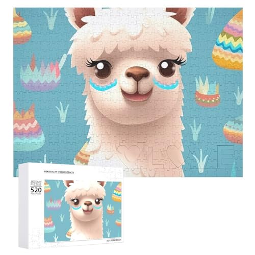 Großes Holzpuzzle Weihnachten Puzzle Puzzles Erwachsene Herausfordernde Puzzles Alpaka Muster Gedruckt Jigsaw Puzzles (520 Teile) von DWVTMNS