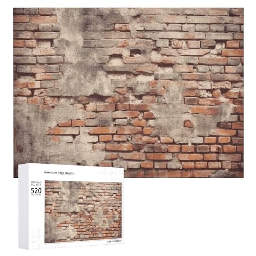 Großes Holzpuzzle Weihnachten Puzzle Puzzles Erwachsene Herausfordernde Puzzles Antike abgenutzte Ziegelwand Bedruckte Puzzles (520 Teile) von DWVTMNS