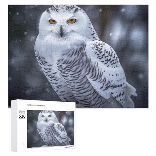 Großes Holzpuzzle Weihnachten Puzzle Puzzles Erwachsene Herausfordernde Puzzles Arktische Eule Gedruckte Puzzles (520 Teile) von DWVTMNS