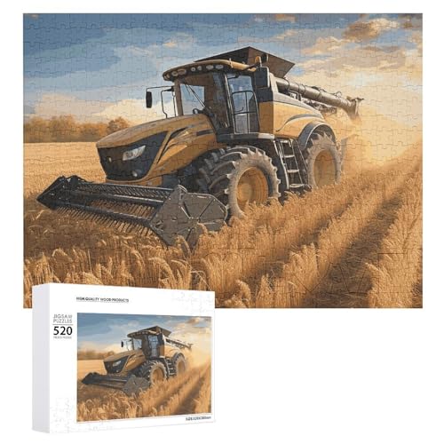 Großes Holzpuzzle Weihnachten Puzzle Puzzles Erwachsene Herausfordernde Puzzles Bauernhof Traktor Ernte Gedruckte Puzzles (520 Teile) von DWVTMNS