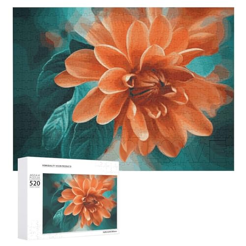 Großes Holzpuzzle Weihnachten Puzzle Puzzles Erwachsene Herausfordernde Puzzles Blaugrün und Blume Gedruckt Jigsaw Puzzles (520 Teile) von DWVTMNS