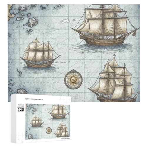 Großes Holzpuzzle Weihnachten Puzzle Puzzles Erwachsene Herausfordernde Puzzles Bootskarte Gedruckte Puzzles (520 Teile) von DWVTMNS