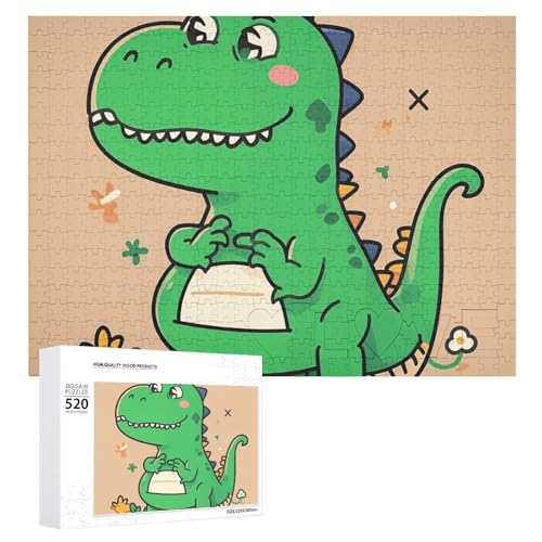 Großes Holzpuzzle Weihnachten Puzzle Puzzles Erwachsene Herausfordernde Puzzles Cartoon Dinosaurier Gedruckt Jigsaw Puzzles (520 Teile) von DWVTMNS