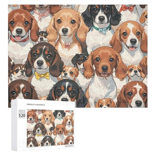 Großes Holzpuzzle Weihnachten Puzzle Puzzles Erwachsene Herausfordernde Puzzles Dackel Bedruckte Puzzles (520 Teile) von DWVTMNS