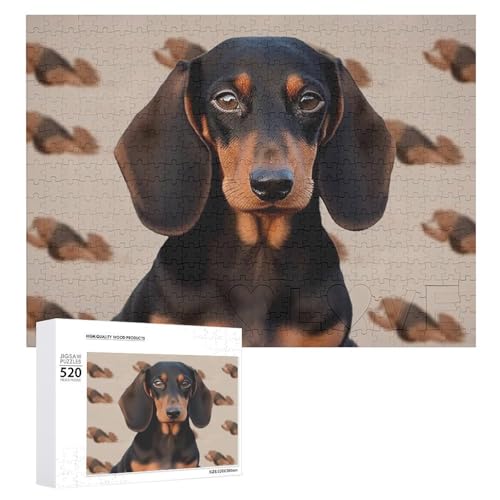 Großes Holzpuzzle Weihnachten Puzzle Puzzles Erwachsene Herausfordernde Puzzles Dackel Hund Gedruckt Jigsaw Puzzles (520 Teile) von DWVTMNS