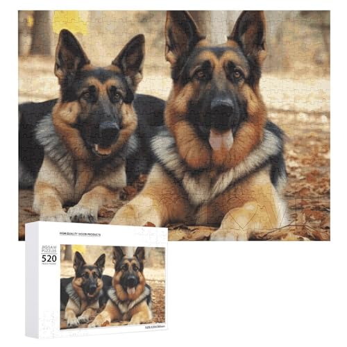 Großes Holzpuzzle Weihnachten Puzzle Puzzles Erwachsene Herausfordernde Puzzles Deutscher Schäferhund Bedruckte Puzzles (520 Teile) von DWVTMNS