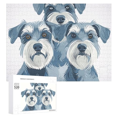 Großes Holzpuzzle Weihnachten Puzzle Puzzles Erwachsene Herausfordernde Puzzles Drei Kleine Hunde Bedruckte Puzzles (520 Teile) von DWVTMNS