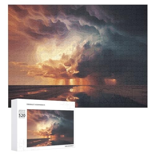 Großes Holzpuzzle Weihnachten Puzzle Puzzles Erwachsene Herausfordernde Puzzles Dunkle Wolken unter Regenbogen Bedruckte Puzzles (520 Teile) von DWVTMNS