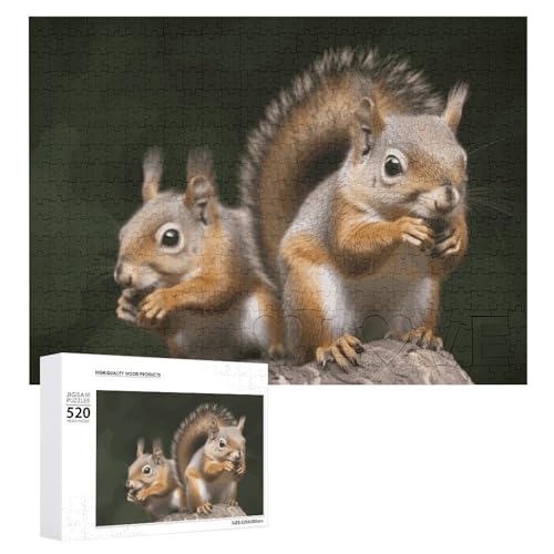 Großes Holzpuzzle Weihnachten Puzzle Puzzles Erwachsene Herausfordernde Puzzles Eichhörnchen Tier Gedruckt Jigsaw Puzzles (520 Teile) von DWVTMNS