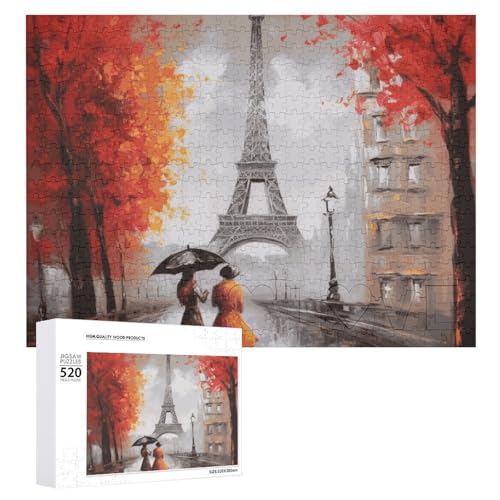 Großes Holzpuzzle Weihnachten Puzzle Puzzles Erwachsene Herausfordernde Puzzles Eiffelturm Paris Malerei Gedruckt Jigsaw Puzzles (520 Teile) von DWVTMNS