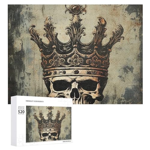 Großes Holzpuzzle Weihnachten Puzzle Puzzles Erwachsene Herausfordernde Puzzles Elegante Schädel Krone Gedruckt Jigsaw Puzzles (520 Teile) von DWVTMNS