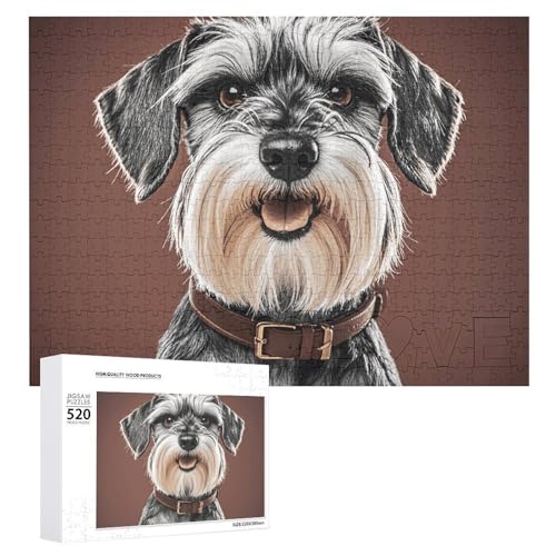 Großes Holzpuzzle Weihnachten Puzzle Puzzles Erwachsene Herausfordernde Puzzles Entzückende Schnauzer Gedruckte Puzzles (520 Teile) von DWVTMNS
