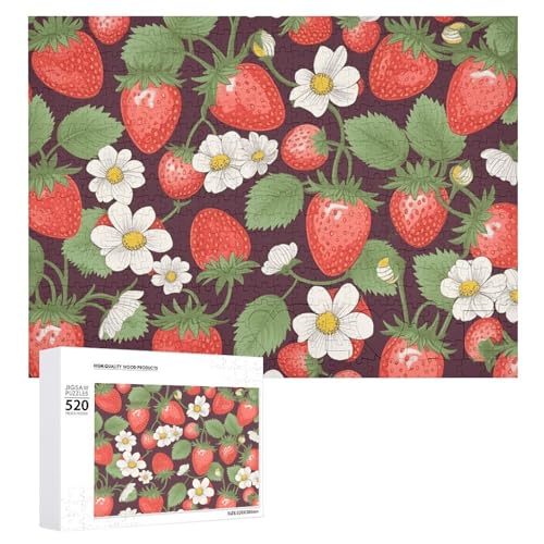 Großes Holzpuzzle Weihnachten Puzzle Puzzles Erwachsene Herausfordernde Puzzles Erdbeere Gedruckt Jigsaw Puzzles (520 Teile) von DWVTMNS