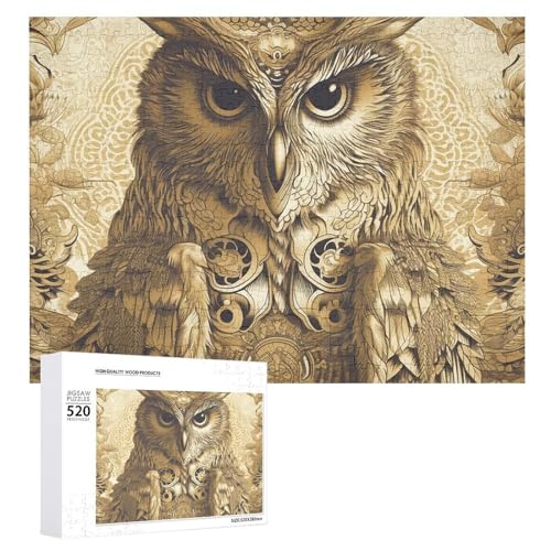 Großes Holzpuzzle Weihnachten Puzzle Puzzles Erwachsene Herausfordernde Puzzles Eule Muster Gedruckt Jigsaw Puzzles (520 Teile) von DWVTMNS