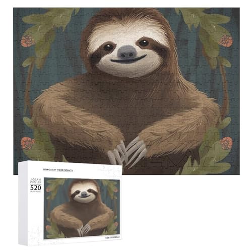 Großes Holzpuzzle Weihnachten Puzzle Puzzles Erwachsene Herausfordernde Puzzles Faultier Gedruckt Jigsaw Puzzles (520 Teile) von DWVTMNS